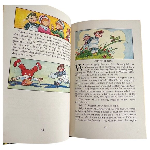Raggedy Anns Wishing Pebble Book By Johnny Gruelle 1960 Hardcover First Edition - Picture 7 of 9